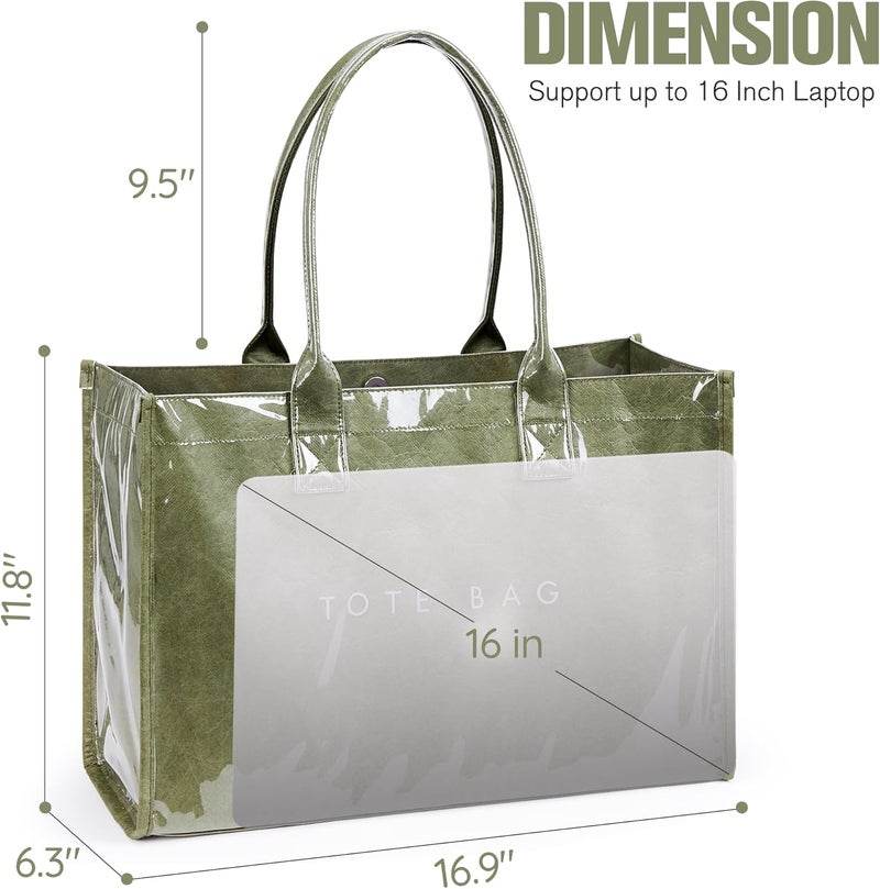 KALIDI FANCY FOREST KALIDI PVC Tote Bag Women’s Kraft Paper Work Handbags Purses with Top Handle - Image 4